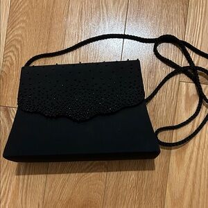 Vintage Elegant Black Beaded fabric Women's Bag handbag purse